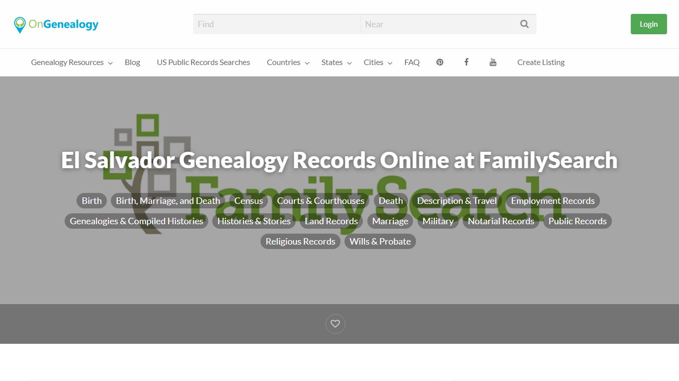 El Salvador Genealogy Records Online at FamilySearch ...